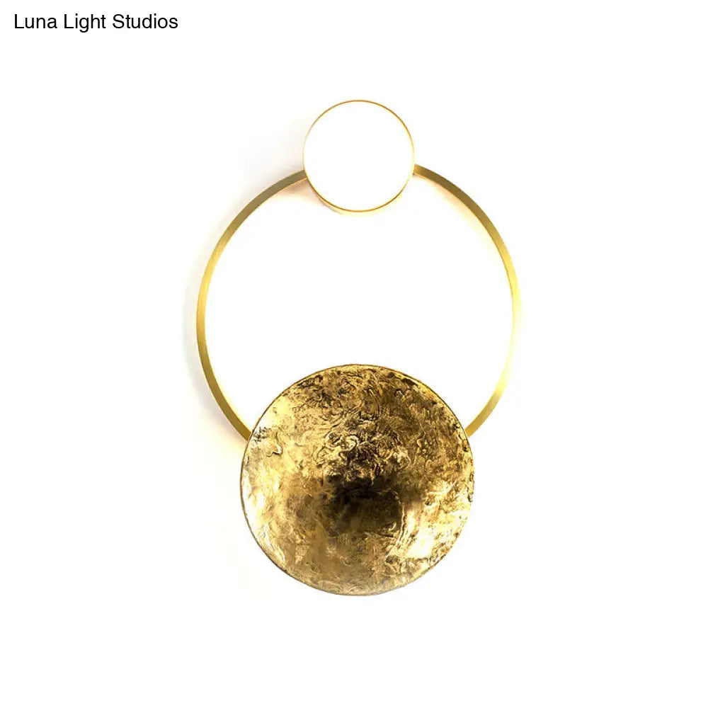 DecorBites™ Minimalist Brass Orbit Wall Sconce - 10"/12.5"/17" Wide Light Fixture with White Light