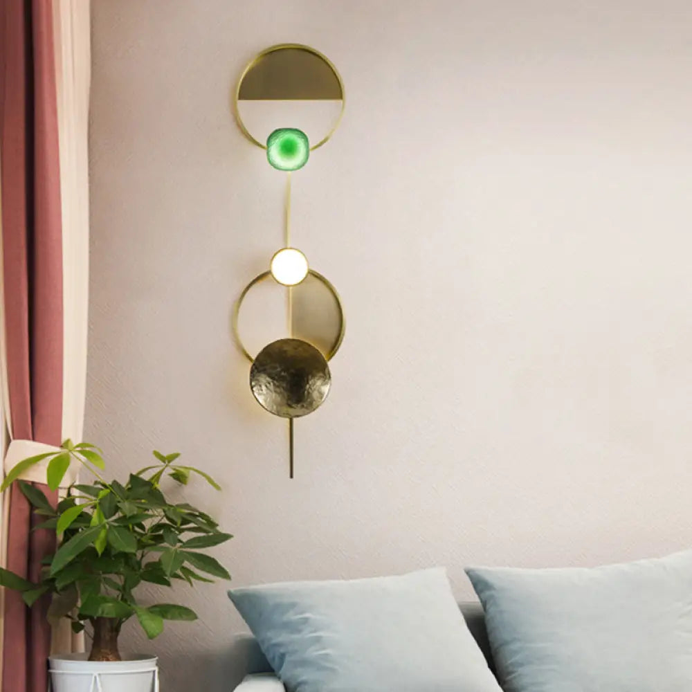 DecorBites™ Minimalist Brass Orbit Wall Sconce - 10"/12.5"/17" Wide Light Fixture with White Light