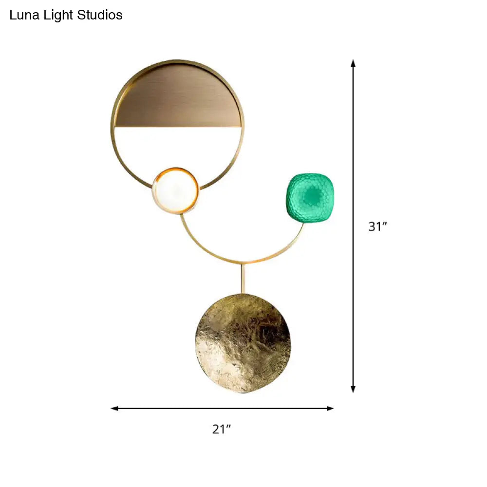DecorBites™ Minimalist Brass Orbit Wall Sconce - 10"/12.5"/17" Wide Light Fixture with White Light