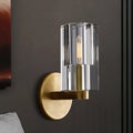 DecorBites™ Minimalist Brass Sconce with Clear Triangle Glass Shade for Living Room Wall
