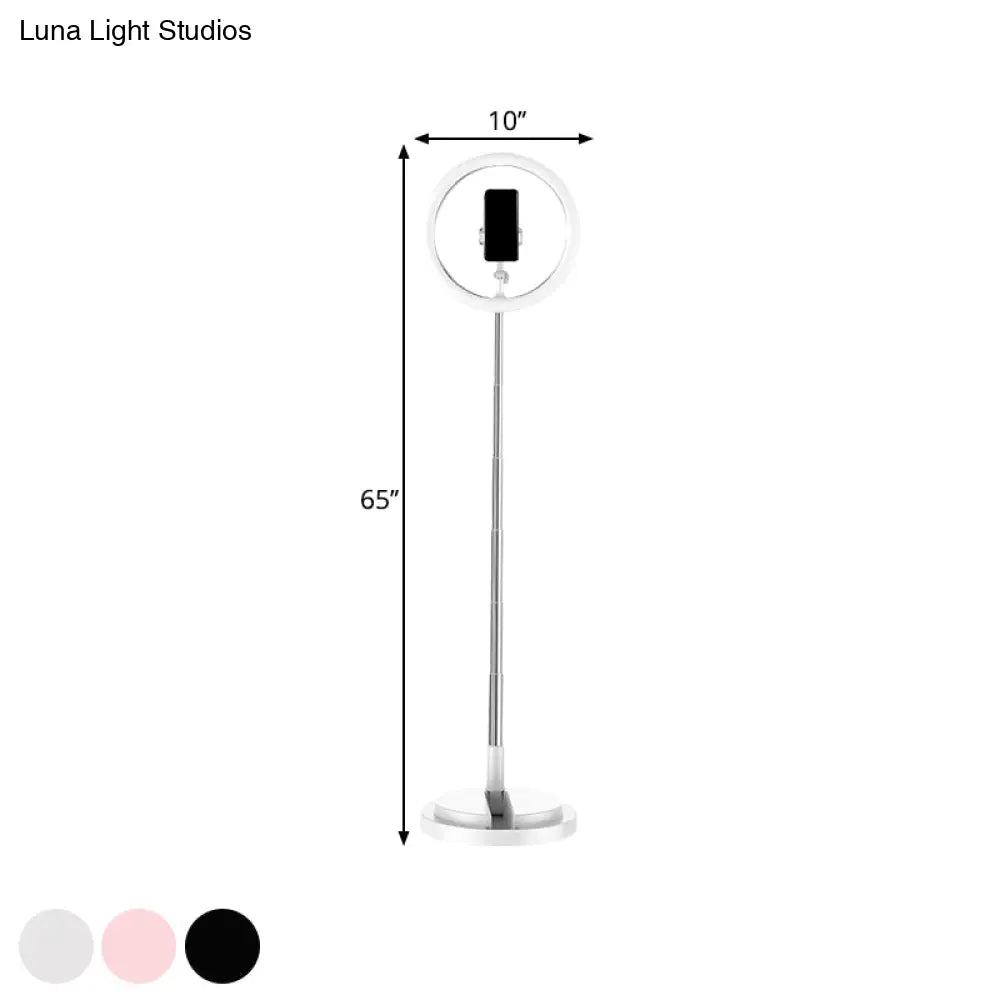DecorBites™ Minimalist Circular Metal USB Vanity Lamp with LED Fill Light for Mobile Phone Holder - Black/White/Pink