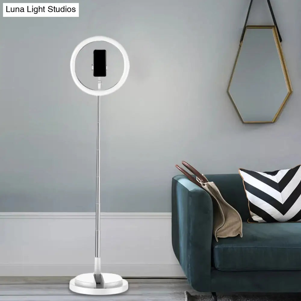 DecorBites™ Minimalist Circular Metal USB Vanity Lamp with LED Fill Light for Mobile Phone Holder - Black/White/Pink
