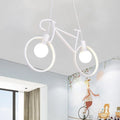 DecorBites™ Minimalist City Bike Pendant Light for Kids Room - 2-Light Iron Suspension with Open Bulb Design
