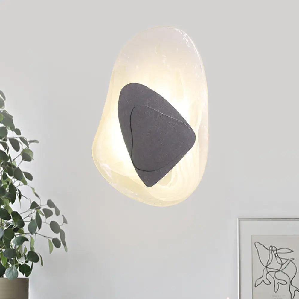 DecorBites™ Minimalist Clear Glass Rock Wall Sconce: Black/Gold LED Flush Mount for Dining Room