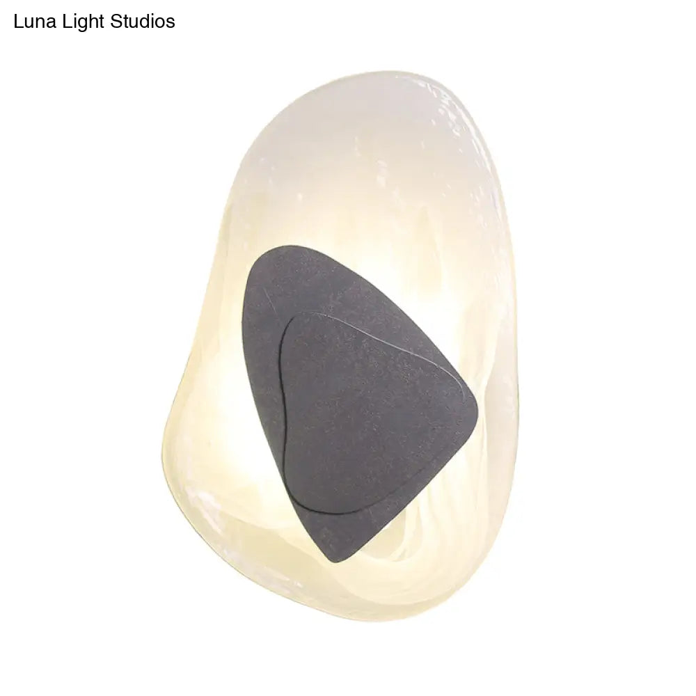 DecorBites™ Minimalist Clear Glass Rock Wall Sconce: Black/Gold LED Flush Mount for Dining Room