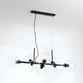 DecorBites™ Minimalist Clear/Smoke Grey Glass Globe Island Chandelier - 8 Lights Black/Gold Dining Room Lighting