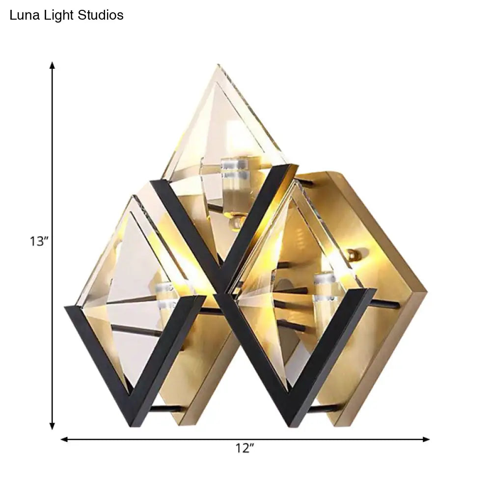 DecorBites™ Minimalist Crystal LED Wall Sconce in Gold with Rhombus Surface Design