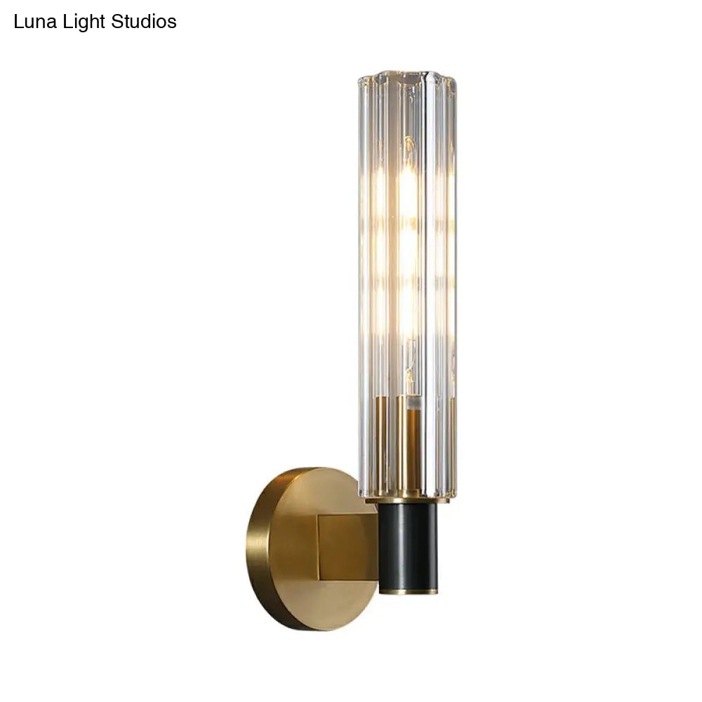 DecorBites™ Minimalist Crystal Prism Tubular Wall Light Sconce - Brass Finish for Bedroom