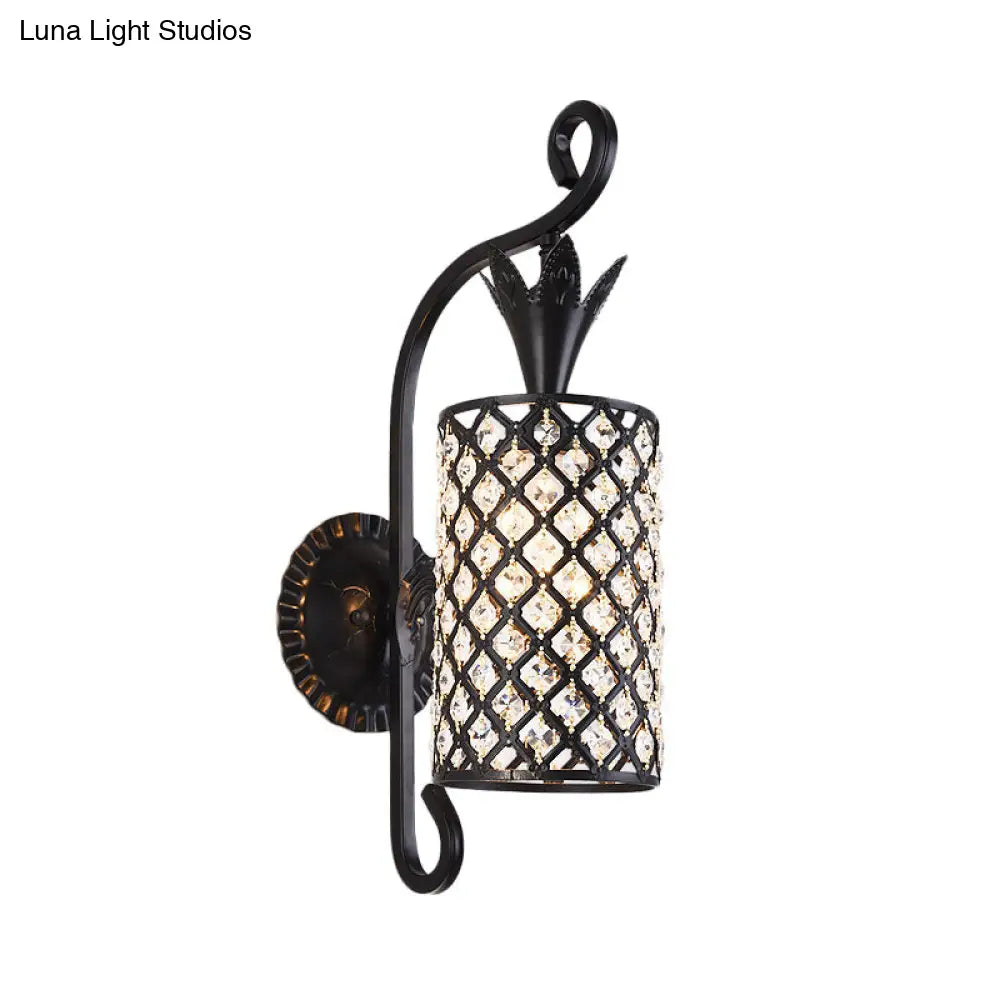 DecorBites™ Minimalist Crystal Square/Rhombus Sconce: Black 1-Light Shade Wall Lighting Fixture