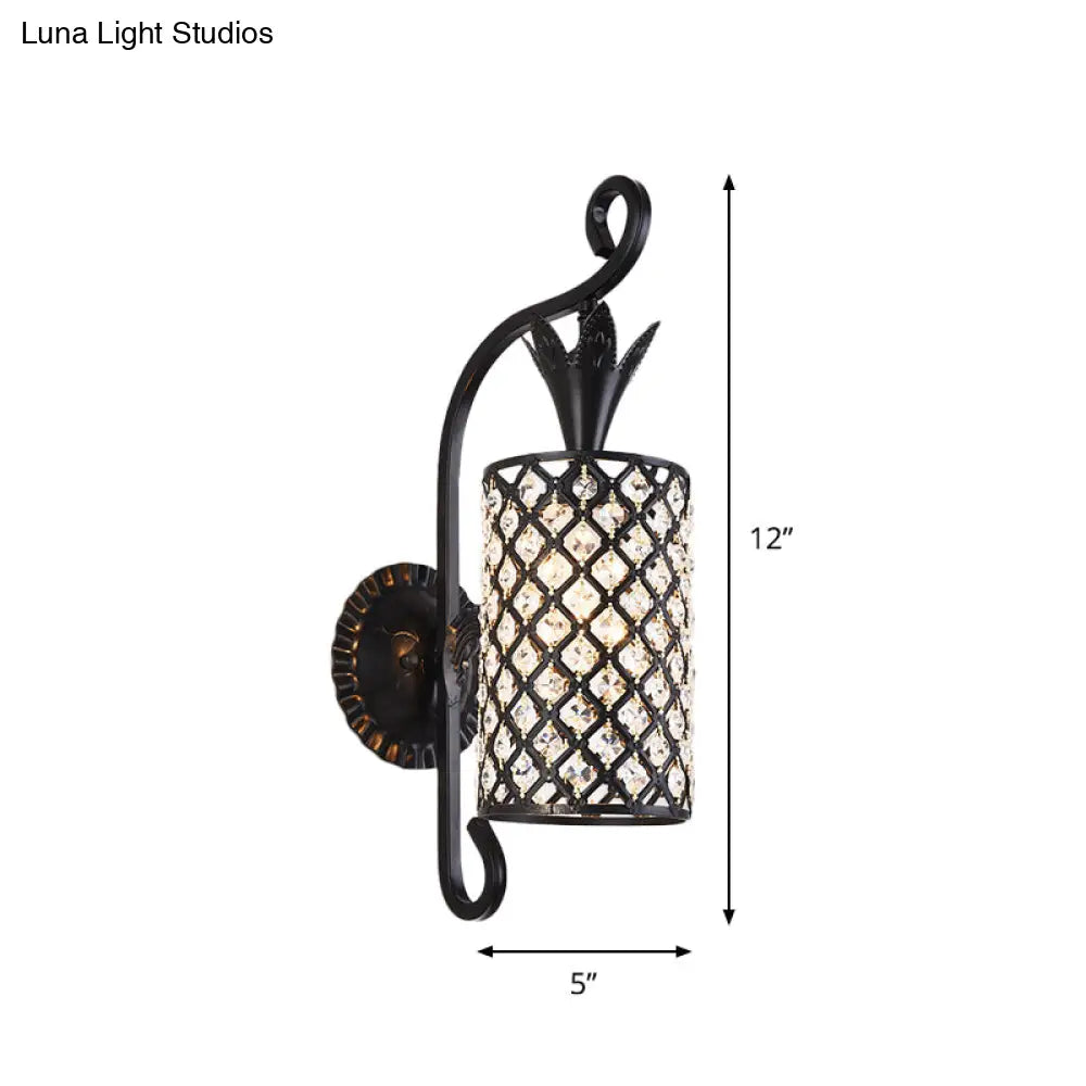 DecorBites™ Minimalist Crystal Square/Rhombus Sconce: Black 1-Light Shade Wall Lighting Fixture