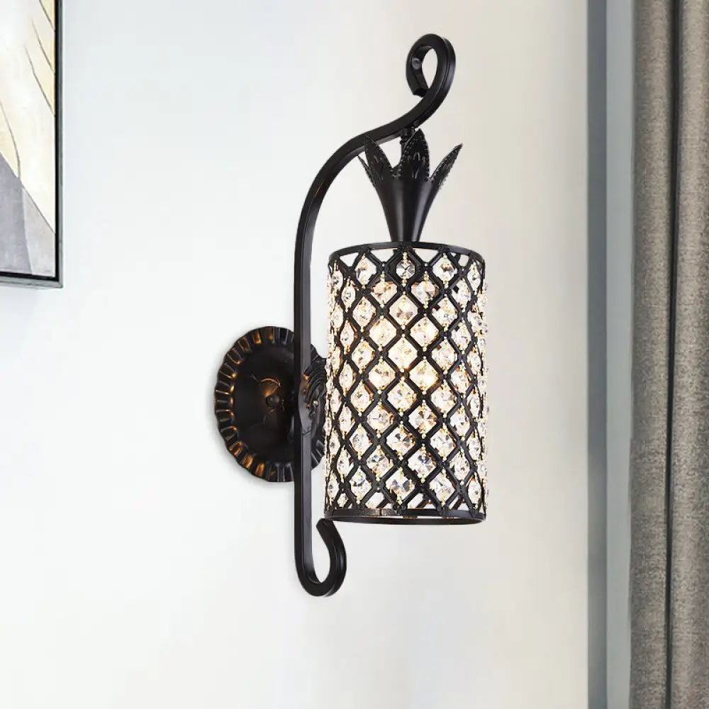 DecorBites™ Minimalist Crystal Square/Rhombus Sconce: Black 1-Light Shade Wall Lighting Fixture