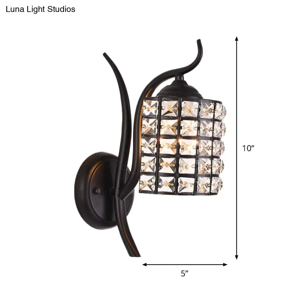 DecorBites™ Minimalist Crystal Square/Rhombus Sconce: Black 1-Light Shade Wall Lighting Fixture