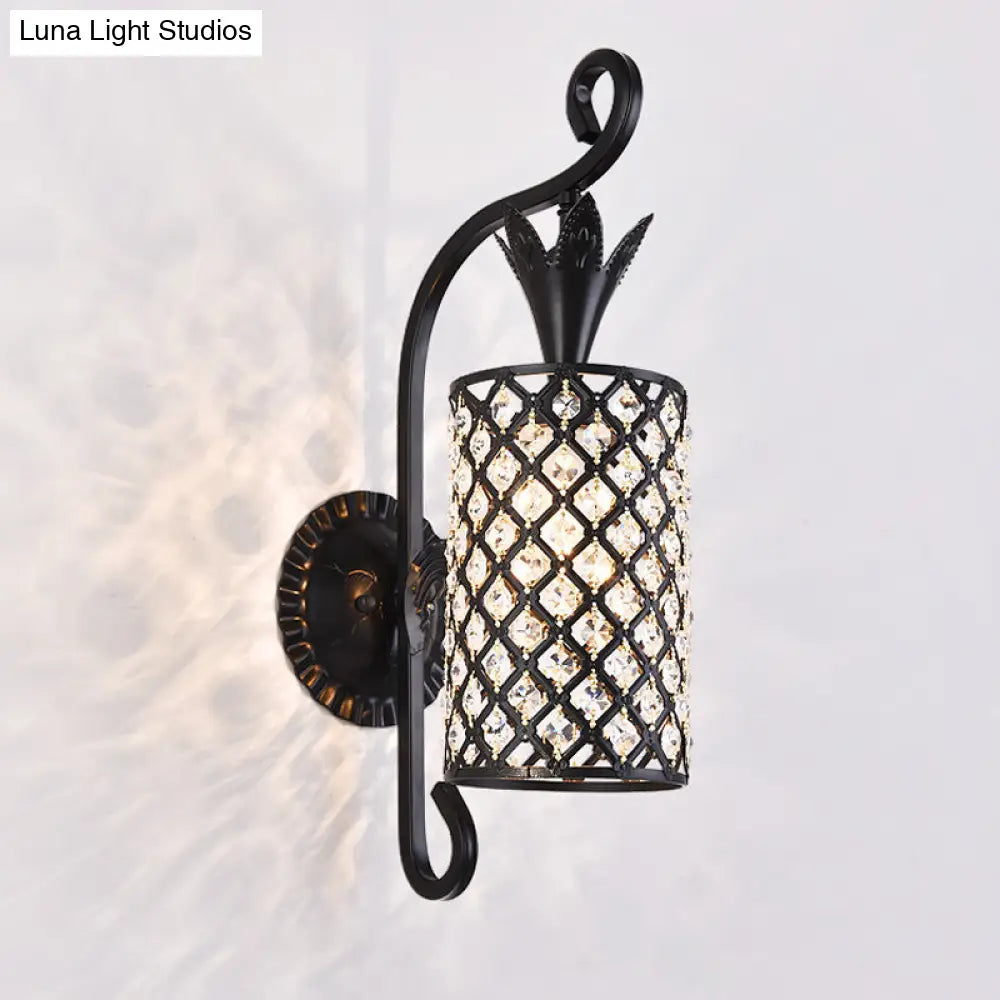 DecorBites™ Minimalist Crystal Square/Rhombus Sconce: Black 1-Light Shade Wall Lighting Fixture