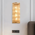 DecorBites™ Minimalist Cylinder Wall Mount Crystal Rod Sconce - 4-Light Hallway Lighting in Gold