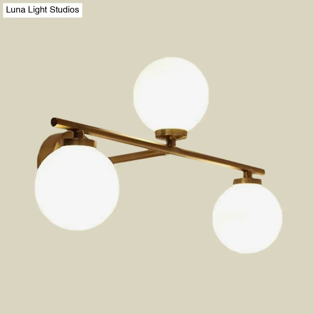 DecorBites™ Minimalist Globe Opal Glass Sconce Light Fixture - Up and Down Wall Lamp, Gold, 3 Bulbs