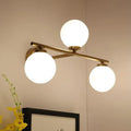 DecorBites™ Minimalist Globe Opal Glass Sconce Light Fixture - Up and Down Wall Lamp, Gold, 3 Bulbs