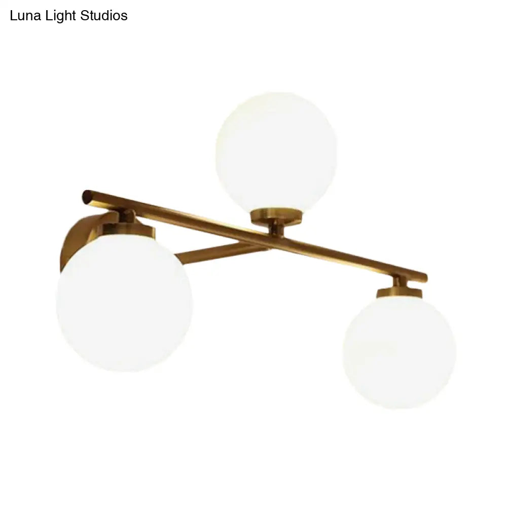 DecorBites™ Minimalist Globe Opal Glass Sconce Light Fixture - Up and Down Wall Lamp, Gold, 3 Bulbs