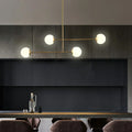 DecorBites™ Minimalist Gold Finish Pendant Light with Opal Glass Shade – 4-Bulb Metallic Island Lamp