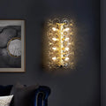 DecorBites™ Minimalist Gold Floral Sconce Light with Crystal Shade - Wall Mount Lighting for Bedroom