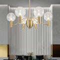 DecorBites™ Minimalist Gold Globe Chandelier - 6-Light Clear Glass Pendant Lighting Fixture