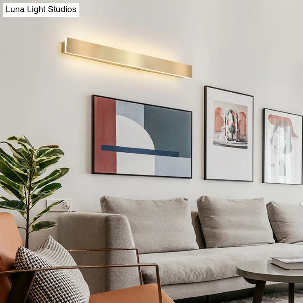 DecorBites™ Minimalist Gold Plated LED Wall Sconce for Living Room - Aluminum Bar Shaped Flush Wall Light