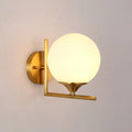 DecorBites™ Minimalist Gold Sphere Bedside Wall Sconce - 1-Light Milk Glass Wall Mounted Light with Right Angle Arm