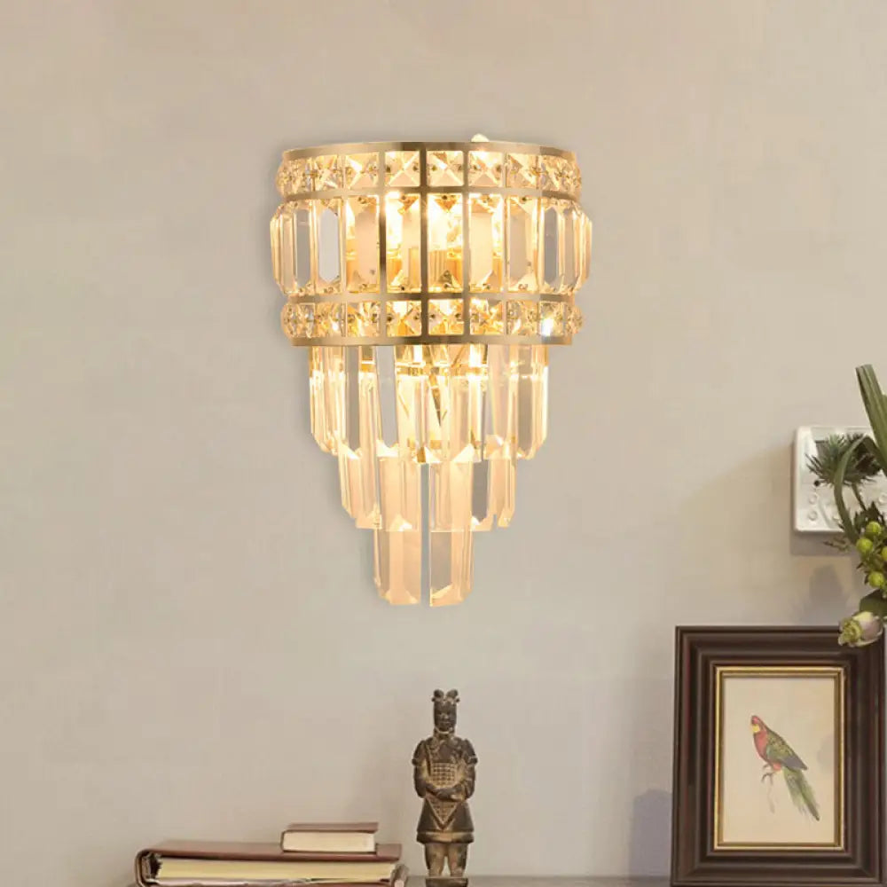 DecorBites™ Minimalist Gold Wall Lamp - Clear Crystal 3-Light Layered Fixture
