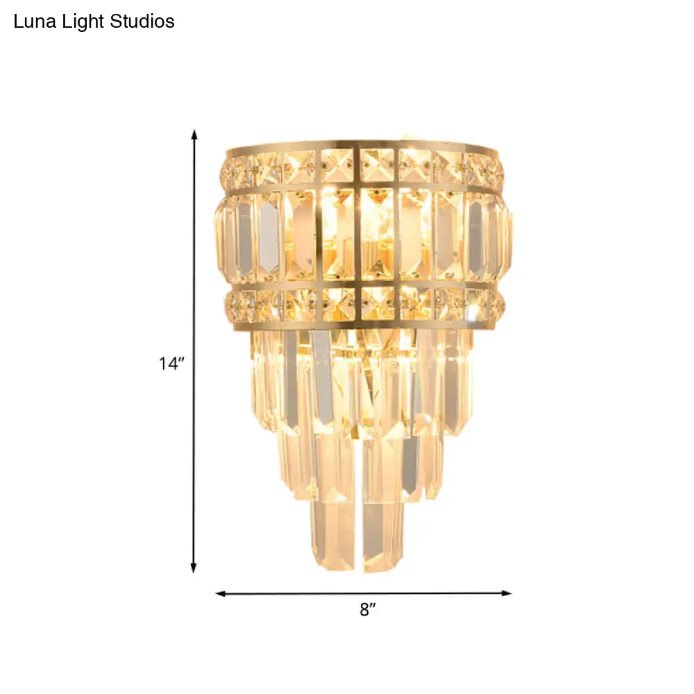 DecorBites™ Minimalist Gold Wall Lamp - Clear Crystal 3-Light Layered Fixture