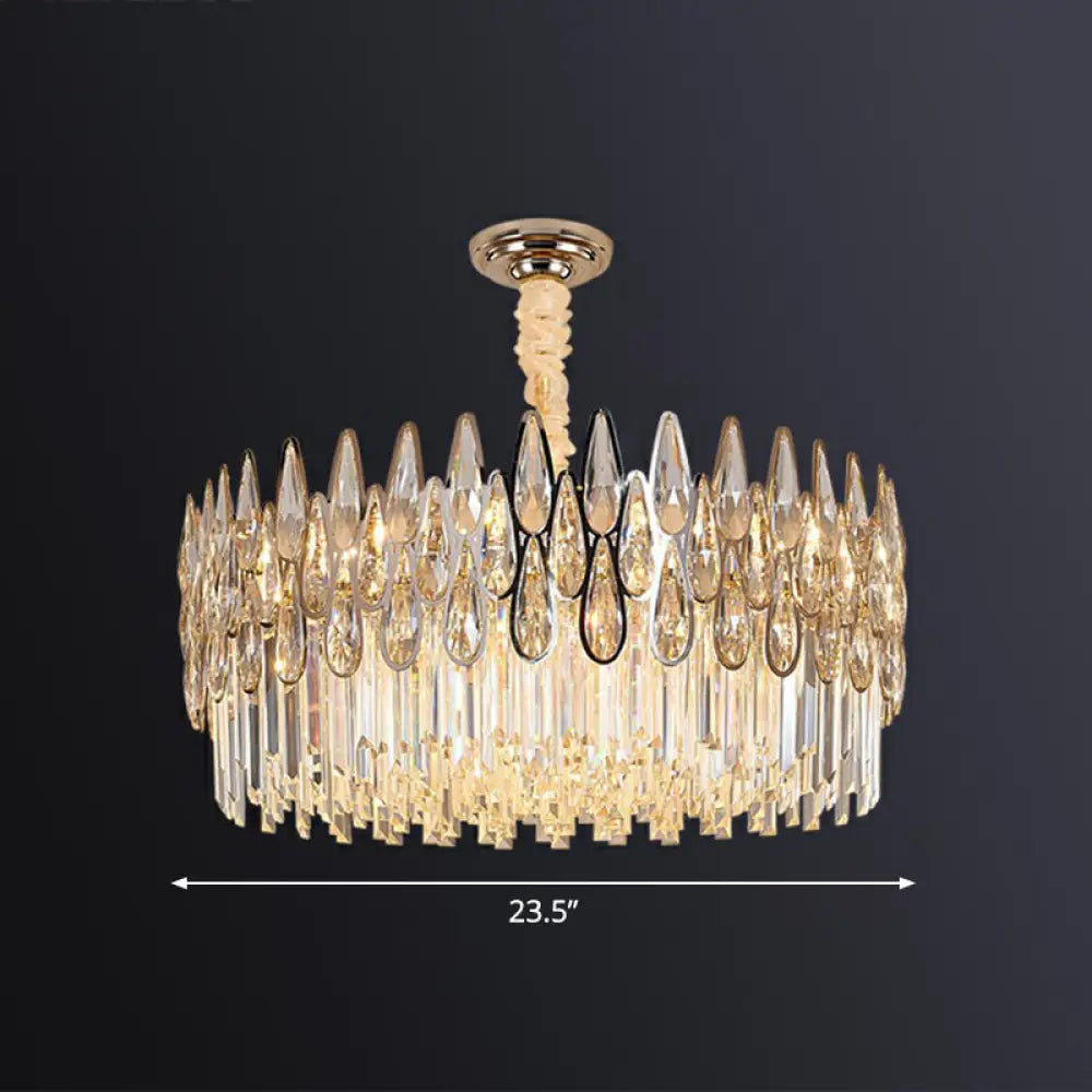 DecorBites™ Minimalist K9 Crystal Drum Pendant Light for Living Room Chandelier