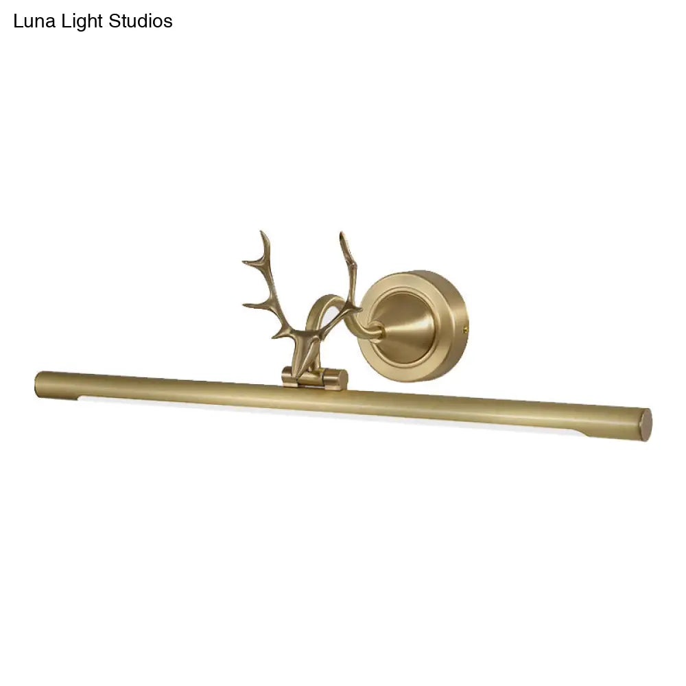 DecorBites™ Minimalist LED Gold Bar Wall Vanity Sconce Light with Antler Arm - Metal Wall Mounted Lamp