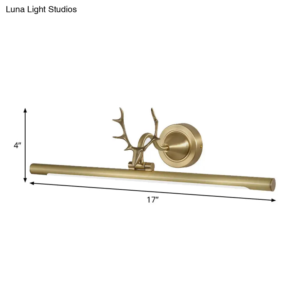 DecorBites™ Minimalist LED Gold Bar Wall Vanity Sconce Light with Antler Arm - Metal Wall Mounted Lamp