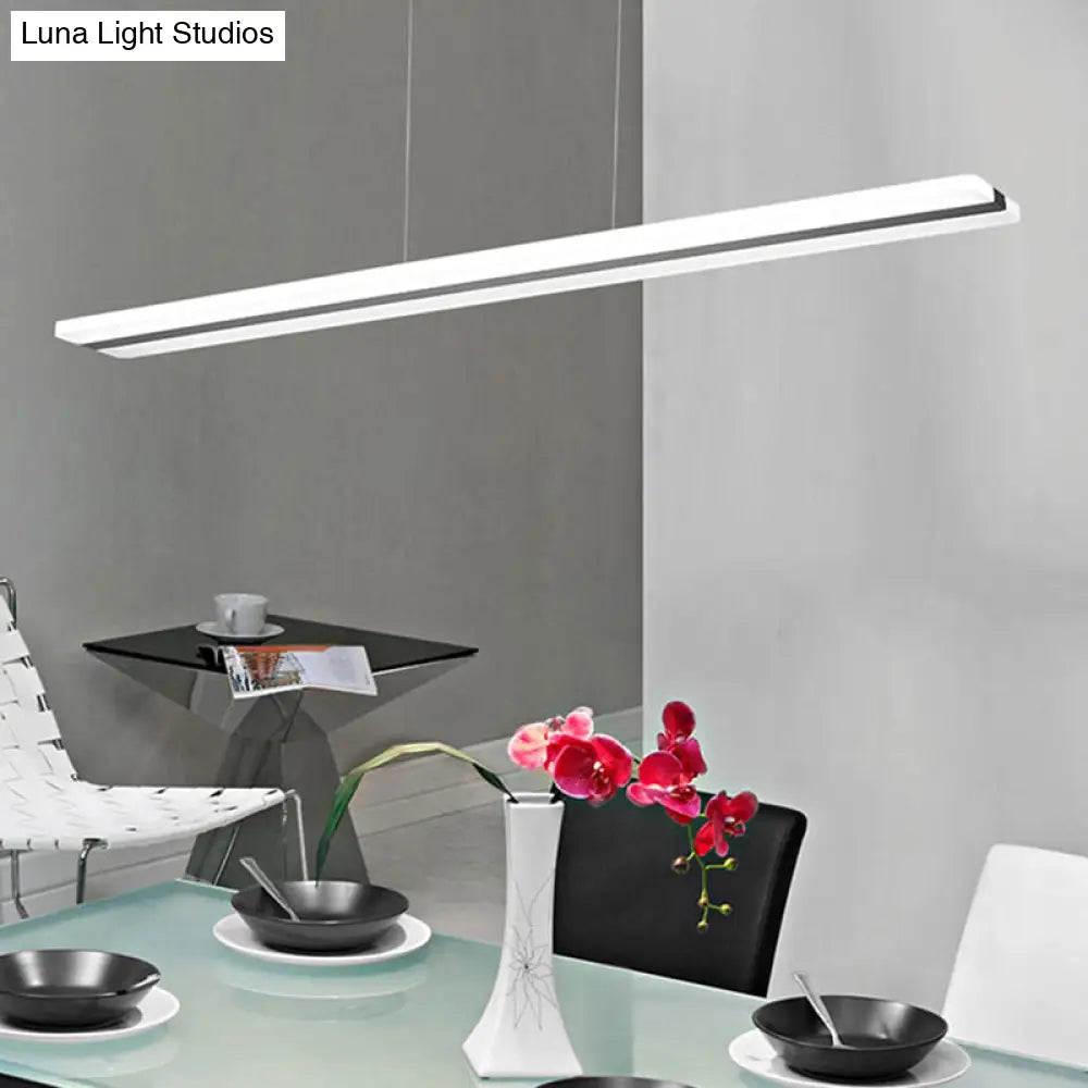 DecorBites™ Minimalist LED Hanging Lamp with Black and White Plank Design - Acrylic Island Lighting for Tables