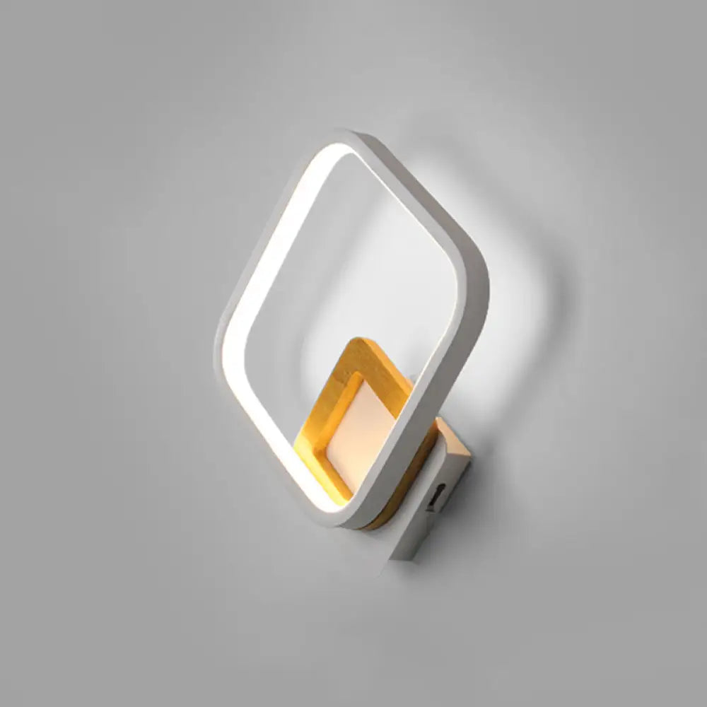 DecorBites™ Minimalist LED Square Wall Sconce Light - White Metal Wall Mounted Lamp for Bedroom
