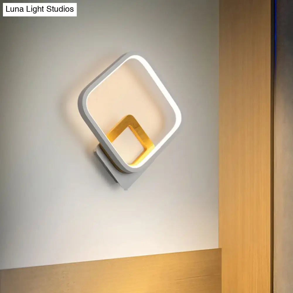 DecorBites™ Minimalist LED Square Wall Sconce Light - White Metal Wall Mounted Lamp for Bedroom