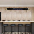 DecorBites™ Minimalist LED Suspension Lighting Fixture: Rectangular Island Light with Marble Accent, Ideal for Dining Areas