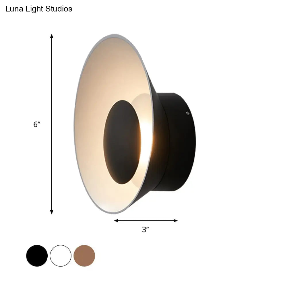 DecorBites™ Minimalist LED Wall Lamp: White/Black/Pink Finish Bowl Sconce Light for Drawing Room