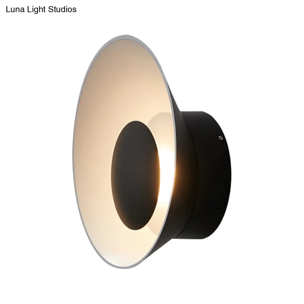 DecorBites™ Minimalist LED Wall Lamp: White/Black/Pink Finish Bowl Sconce Light for Drawing Room