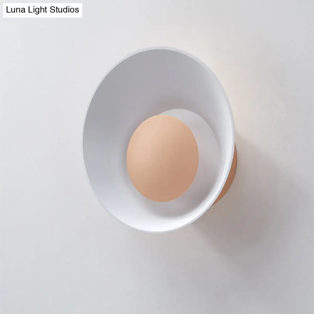 DecorBites™ Minimalist LED Wall Lamp: White/Black/Pink Finish Bowl Sconce Light for Drawing Room
