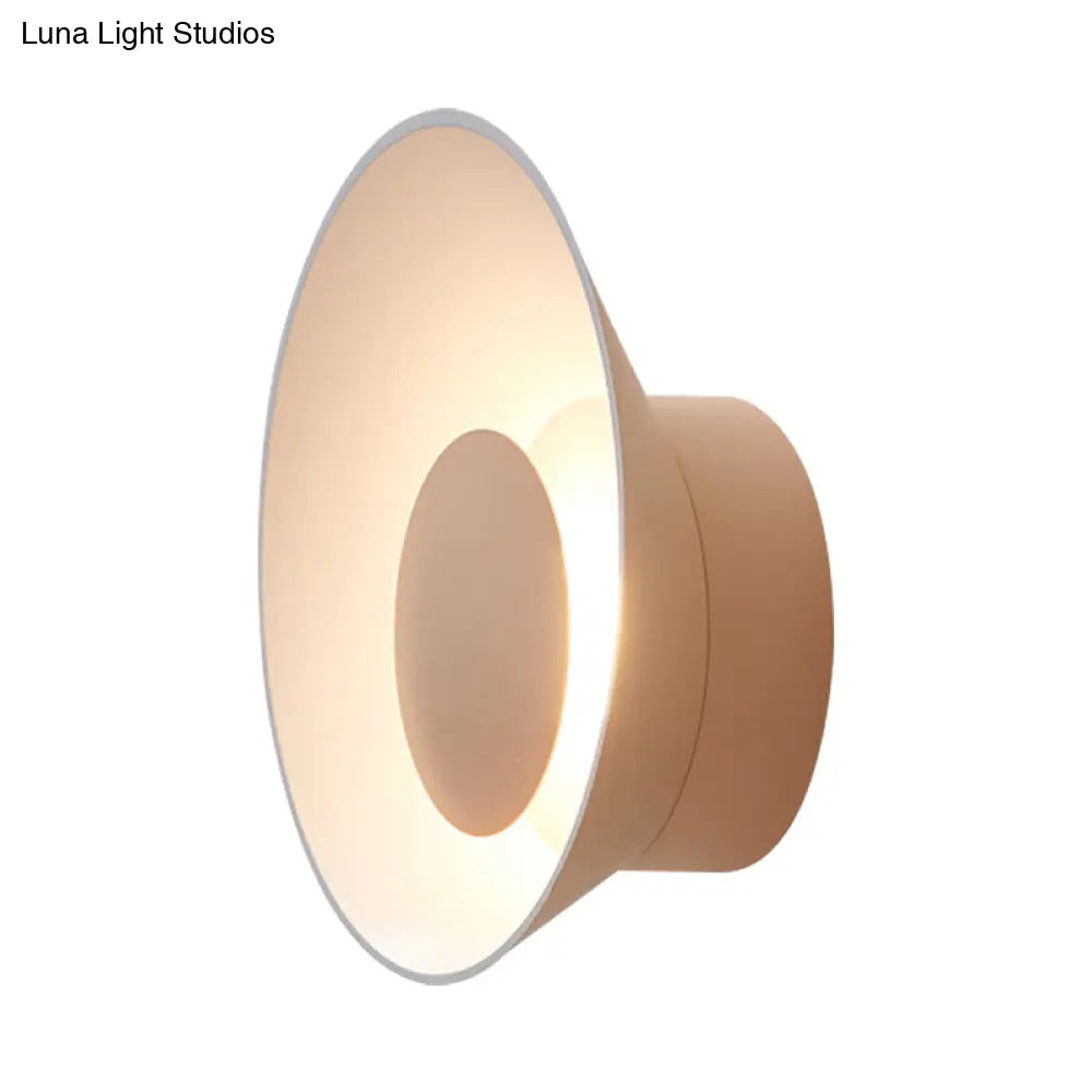 DecorBites™ Minimalist LED Wall Lamp: White/Black/Pink Finish Bowl Sconce Light for Drawing Room