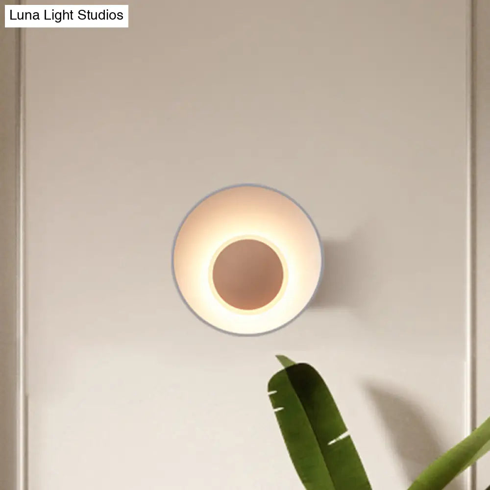 DecorBites™ Minimalist LED Wall Lamp: White/Black/Pink Finish Bowl Sconce Light for Drawing Room