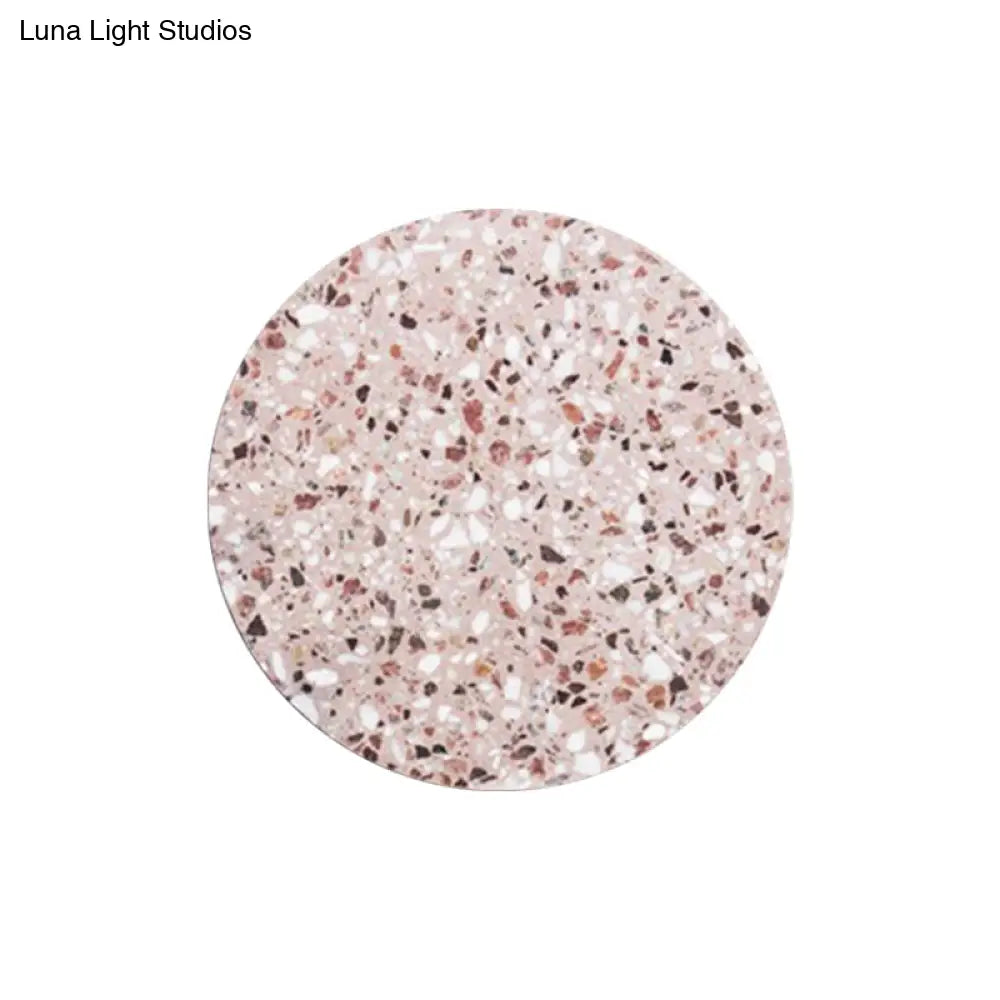 DecorBites™ Minimalist LED Wall Sconce: Disc Shaped Terrazzo Bedroom Light - Pink/Blue/Black, 7"/10" Diameter