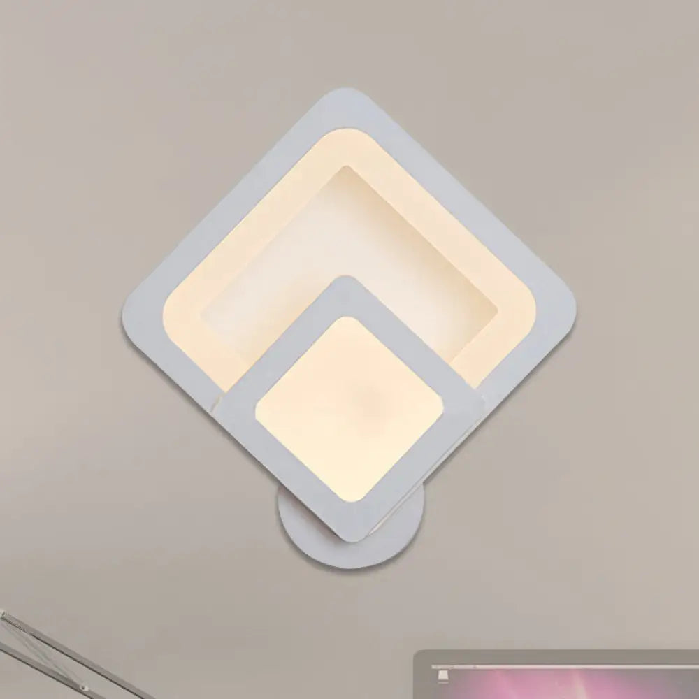 DecorBites™ Minimalist LED Wall Sconce Light with Acrylic Shade - White Square/Oval - Wall Mounted Lamp - Warm/White