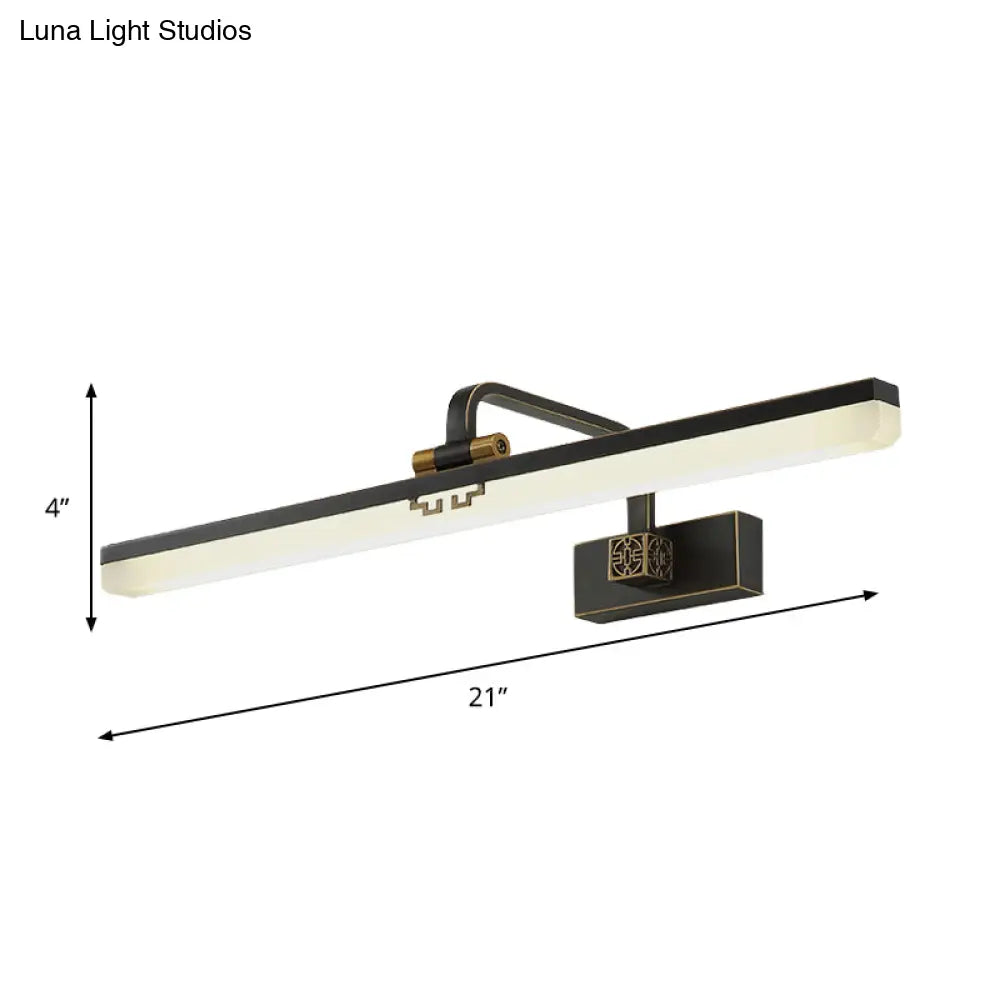 DecorBites™ Minimalist Linear LED Wall Vanity Light & Metallic Mirror Cabinet - Black