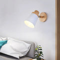 DecorBites™ Minimalist Metal 1-Head Barrel Wall Lamp Sconce with Wood Backplate - Stylish Living Room Wall Light Fixture