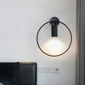 DecorBites™ Minimalist Metal Circular Sconce Light: Wall Mounted Black Lamp for Living Room