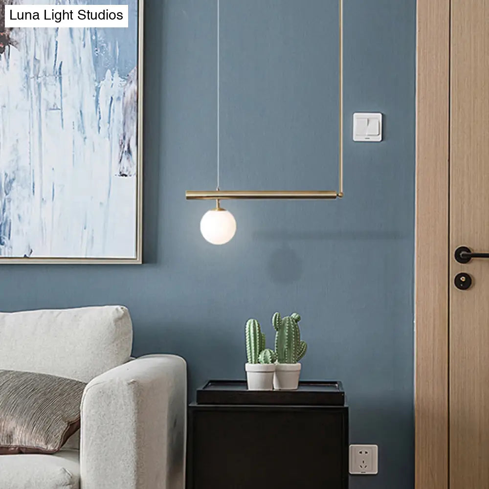 DecorBites™ Minimalist Metal Pendant Lighting with Gold Accents - Modern Globe Glass Island Ceiling Light for Living Room