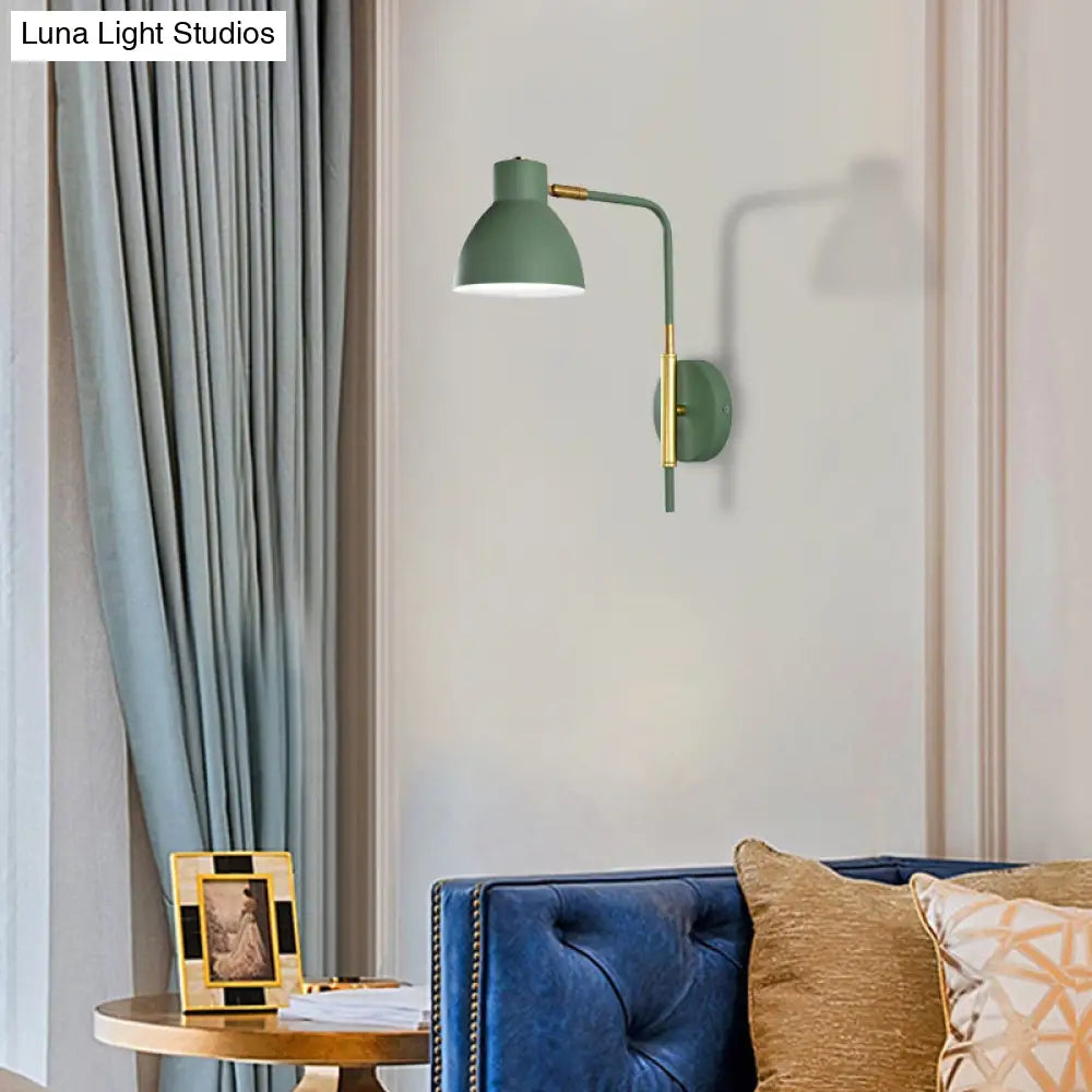 DecorBites™ Minimalist Metal Wall Mounted Light with Dome Shade - Rectangular Arm Sconce in Grey/White/Green, 5.5" Wide