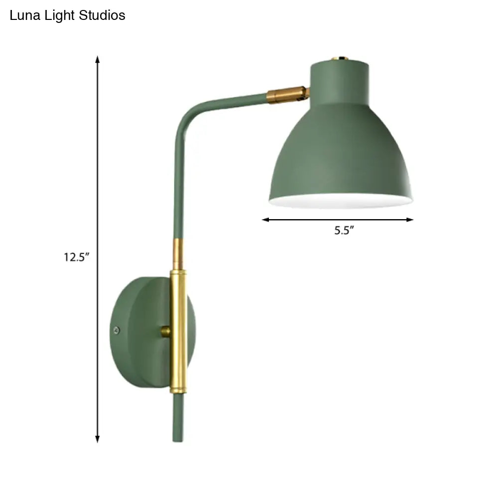 DecorBites™ Minimalist Metal Wall Mounted Light with Dome Shade - Rectangular Arm Sconce in Grey/White/Green, 5.5" Wide