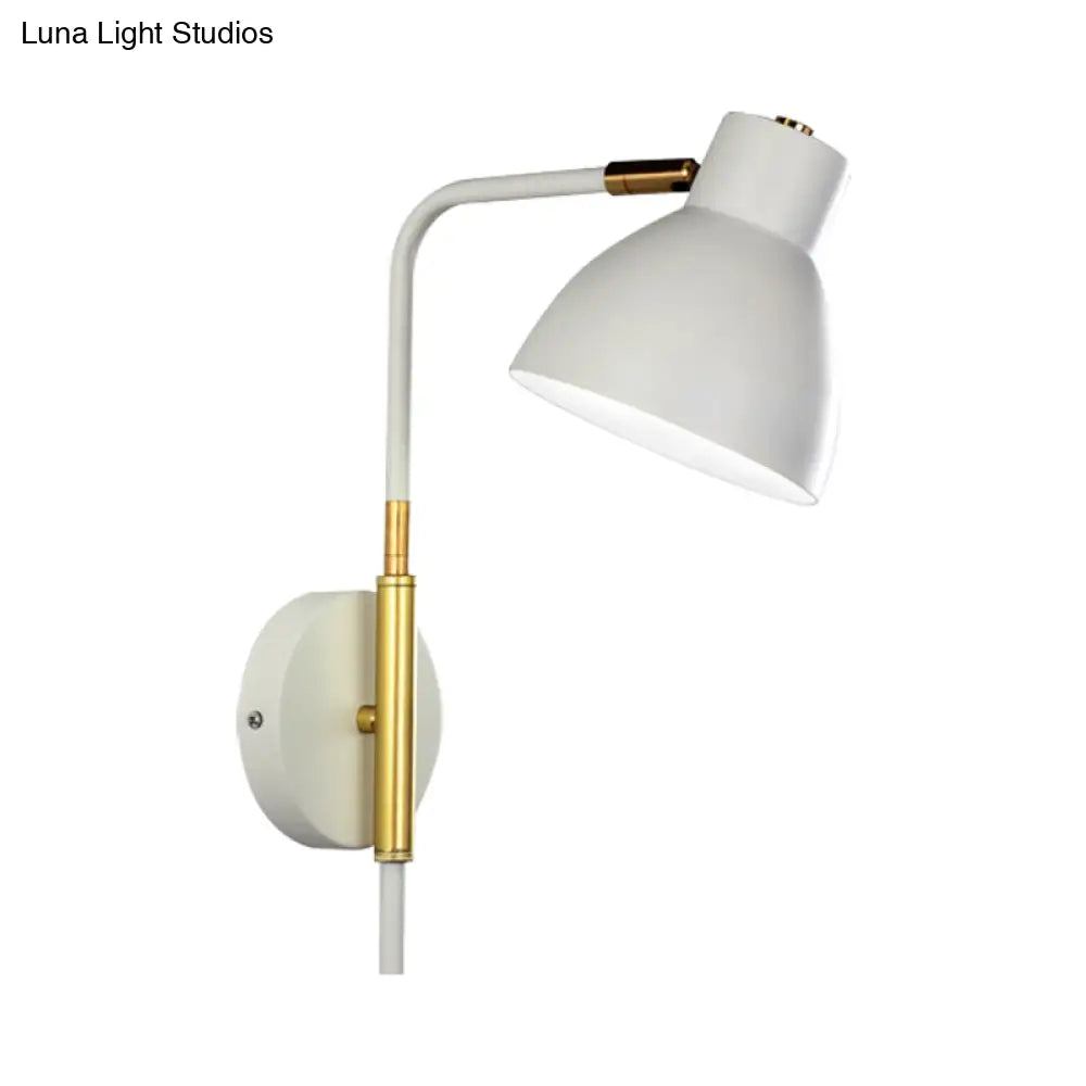 DecorBites™ Minimalist Metal Wall Mounted Light with Dome Shade - Rectangular Arm Sconce in Grey/White/Green, 5.5" Wide