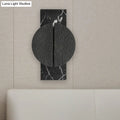 DecorBites™ Minimalist Metallic Circle Wall Lamp with LED Sconce - Black/White - Rectangle Marble Backplate - Warm/White Light